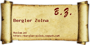 Bergler Zolna névjegykártya